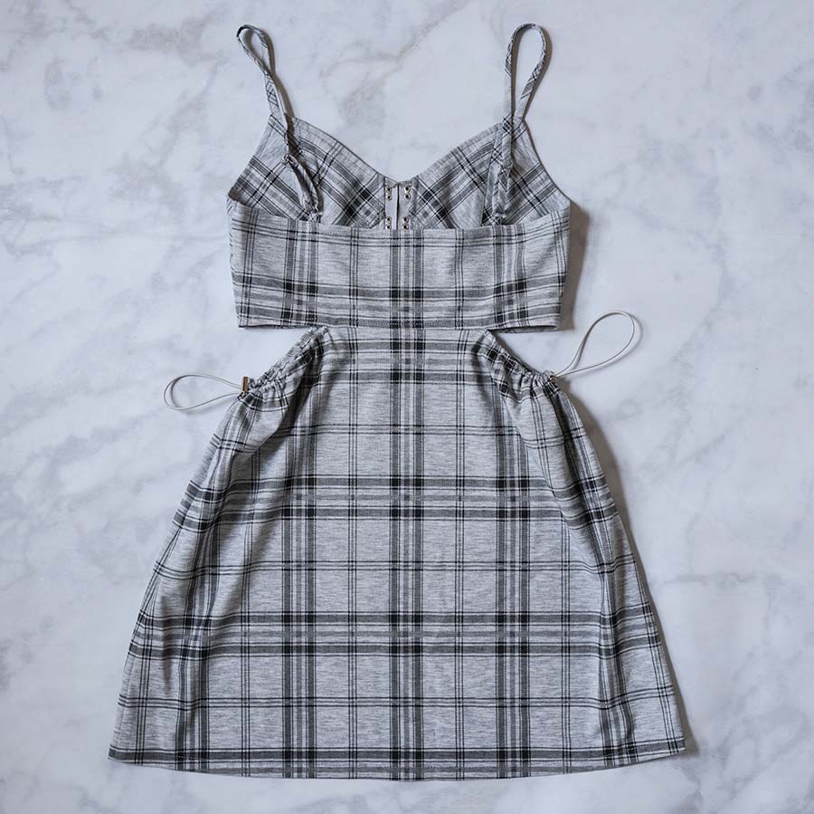 Koucha Plaid Waist Cutout Dress