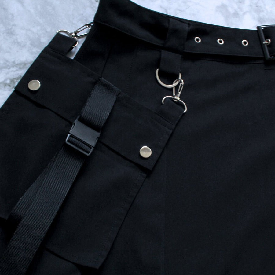Mangosteen Strap Pocket A-Line Skirt