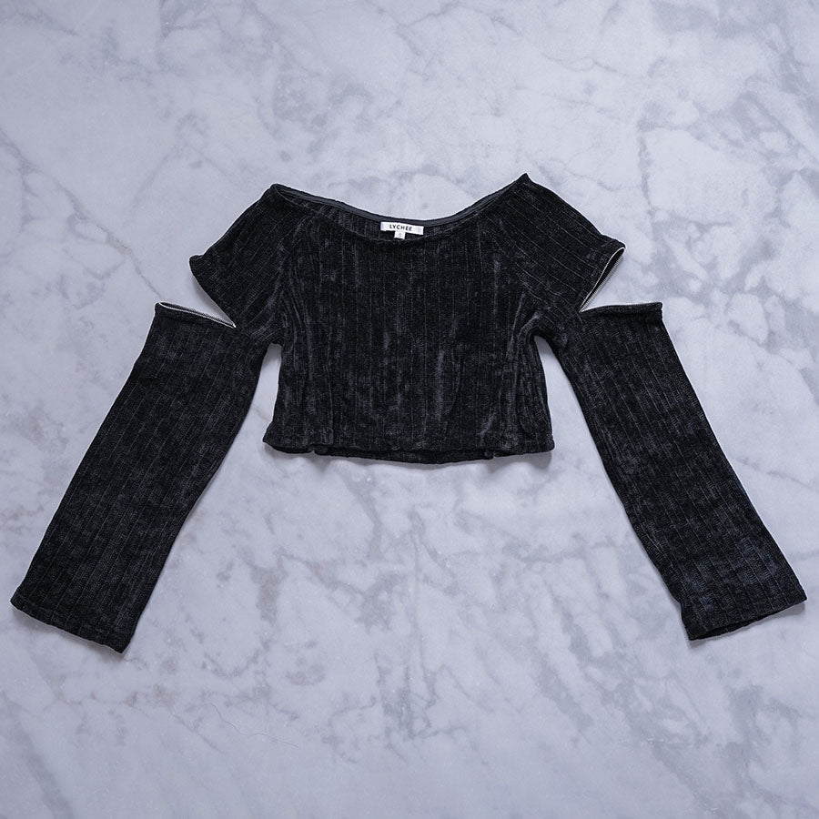 Pumpkin Spice Zipper Sleeve Asymmetrical Cropped Sweater